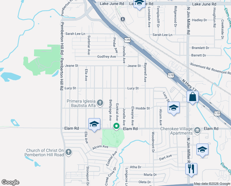 map of restaurants, bars, coffee shops, grocery stores, and more near 655 Jonelle Avenue in Dallas