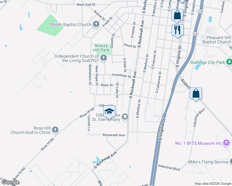 map of restaurants, bars, coffee shops, grocery stores, and more near 710 Saint Luke Street in Terrell