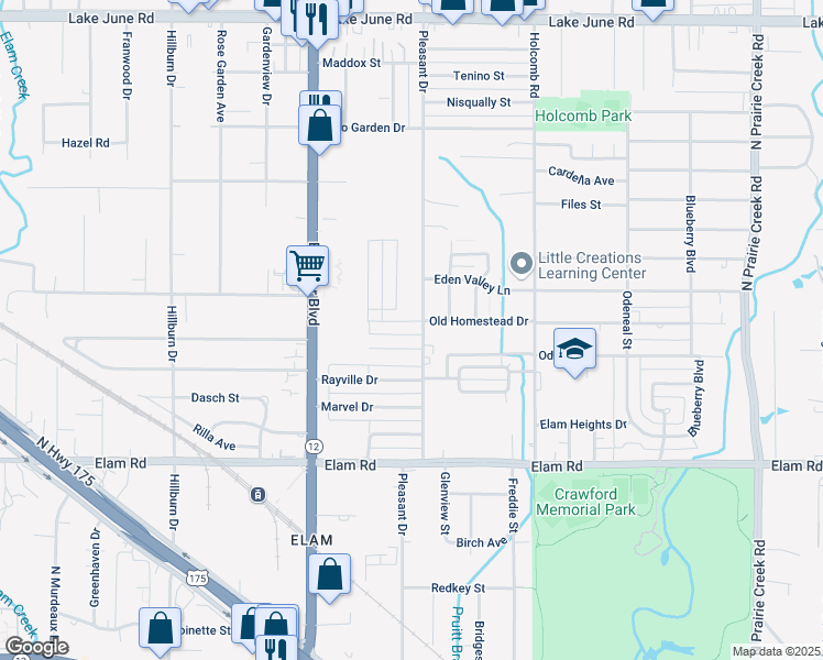 map of restaurants, bars, coffee shops, grocery stores, and more near 8228 Old Homestead Drive in Dallas