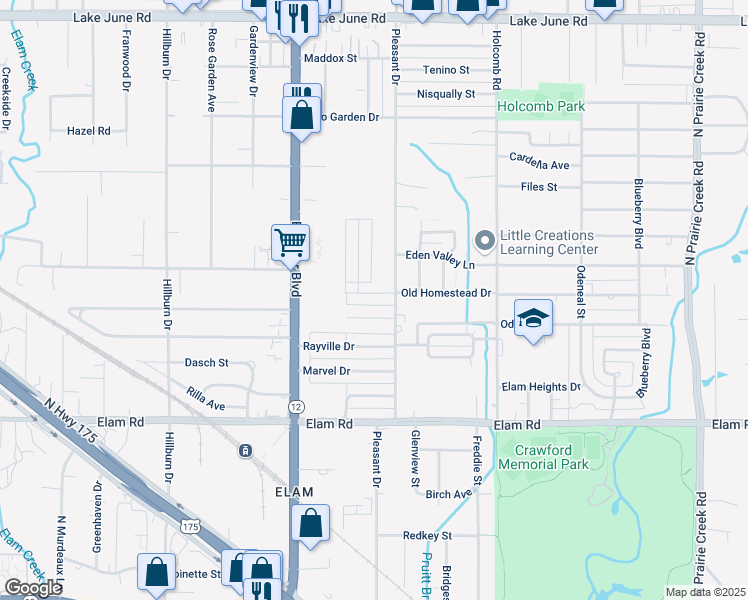 map of restaurants, bars, coffee shops, grocery stores, and more near 8228 Old Homestead Drive in Dallas