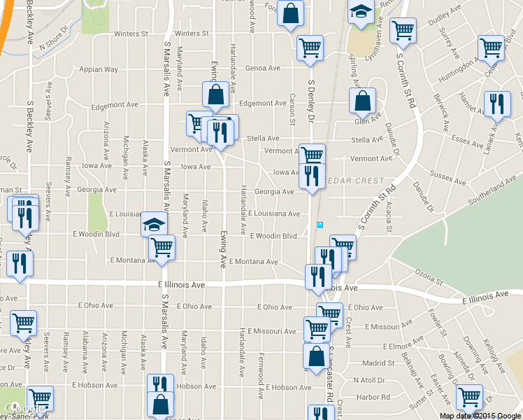 map of restaurants, bars, coffee shops, grocery stores, and more near 1926 Fernwood Ave in Dallas