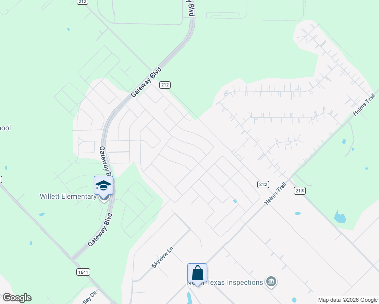 map of restaurants, bars, coffee shops, grocery stores, and more near 1744 Jamestown Drive in Forney