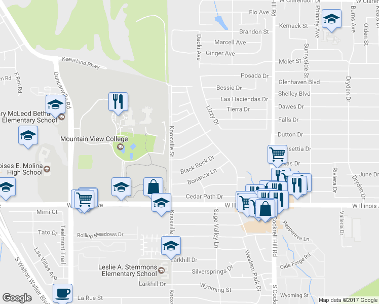 map of restaurants, bars, coffee shops, grocery stores, and more near 4617 Bridgewater Lane in Dallas