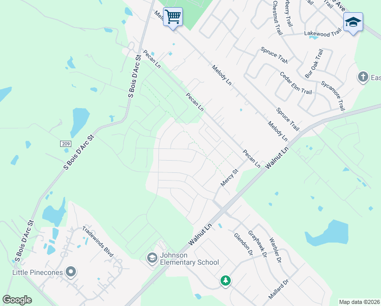 map of restaurants, bars, coffee shops, grocery stores, and more near 905 Lombard lane in Forney