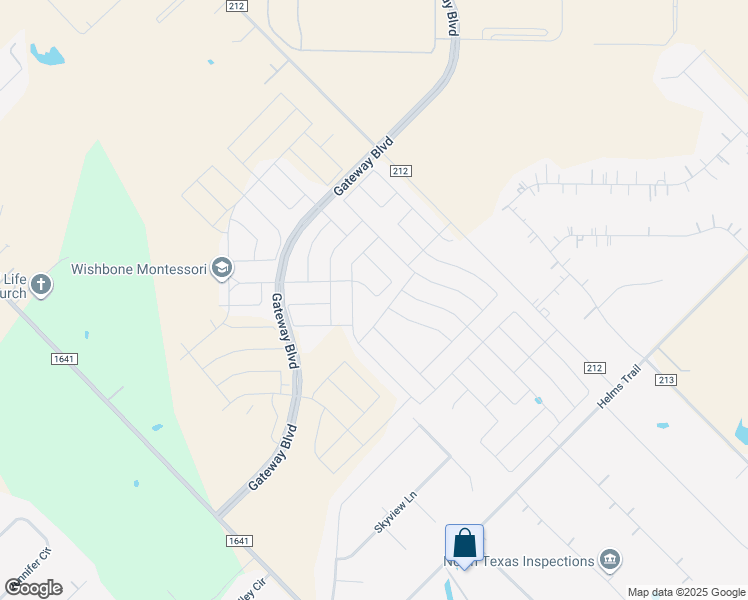 map of restaurants, bars, coffee shops, grocery stores, and more near 1673 Cedar Crest Drive in Forney