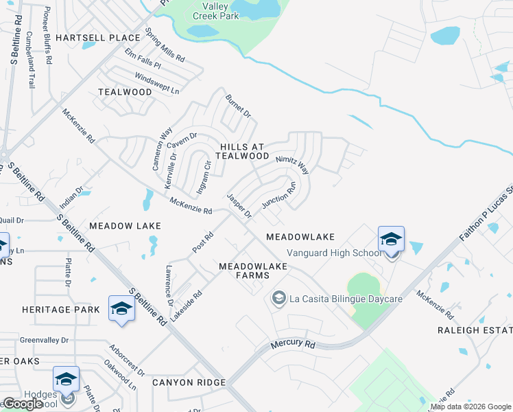 map of restaurants, bars, coffee shops, grocery stores, and more near 1448 Junction Run in Mesquite