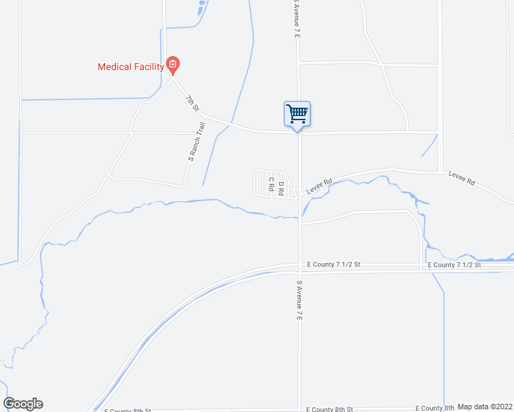 map of restaurants, bars, coffee shops, grocery stores, and more near C Road in Yuma