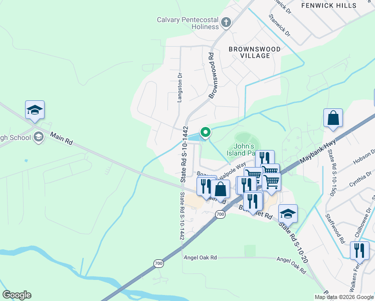 map of restaurants, bars, coffee shops, grocery stores, and more near 3285 Peyton Street in Johns Island