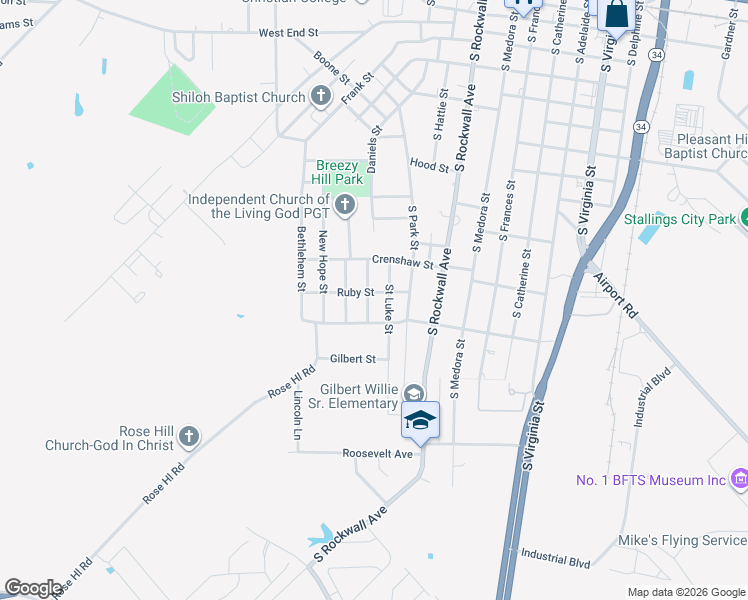map of restaurants, bars, coffee shops, grocery stores, and more near 710 Saint Luke Street in Terrell