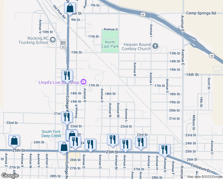 map of restaurants, bars, coffee shops, grocery stores, and more near 1400-1498 18th Street in Snyder