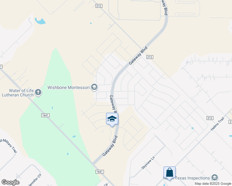 map of restaurants, bars, coffee shops, grocery stores, and more near 1605 Pike Drive in Forney