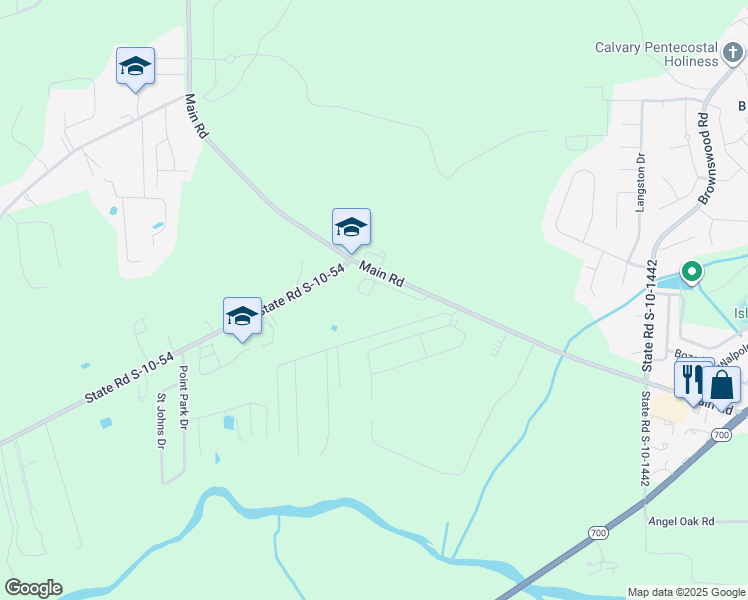 map of restaurants, bars, coffee shops, grocery stores, and more near 1518 Main Road in Johns Island