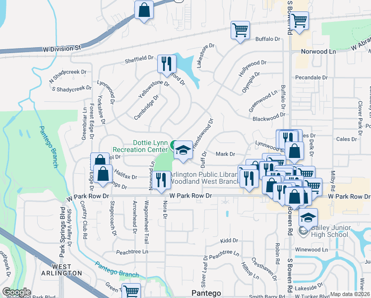 map of restaurants, bars, coffee shops, grocery stores, and more near 3017 Valerie Court in Arlington
