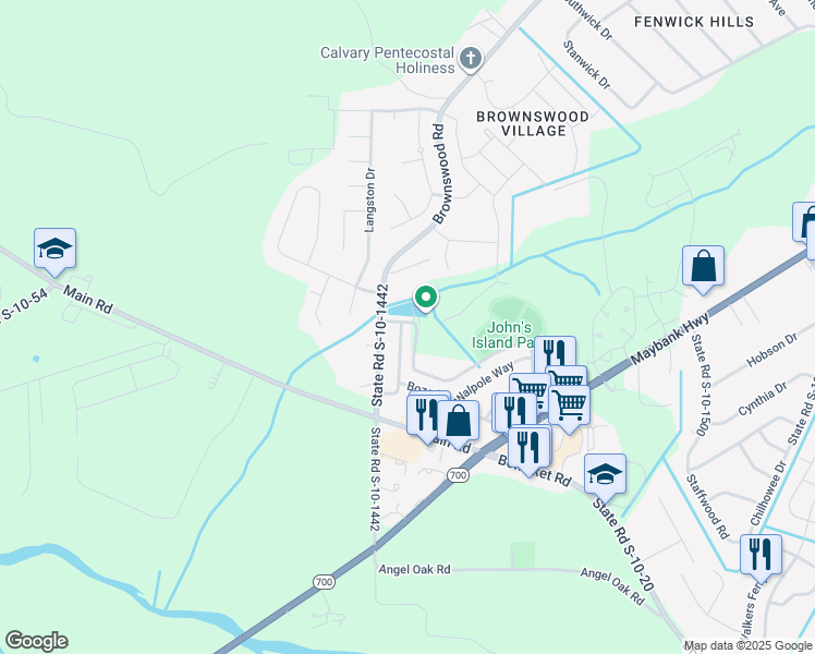 map of restaurants, bars, coffee shops, grocery stores, and more near 3527 Dunmovin Drive in Johns Island