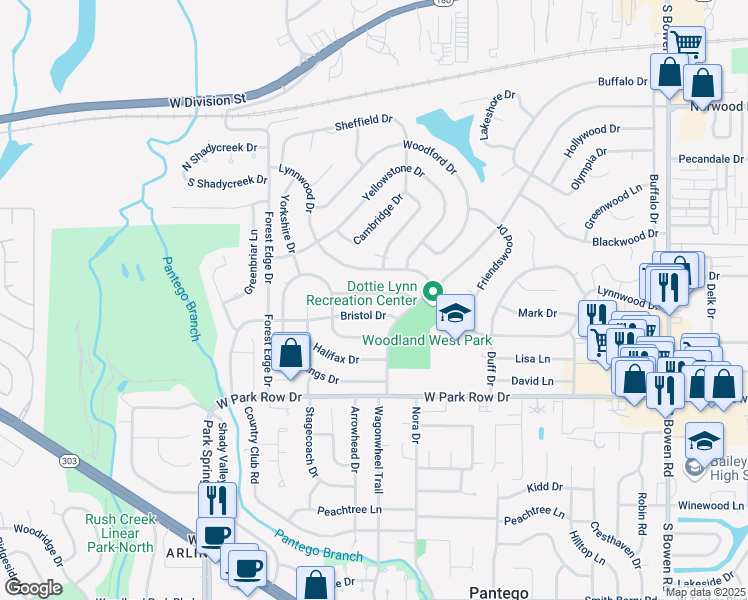 map of restaurants, bars, coffee shops, grocery stores, and more near 3311 Somerset Drive in Arlington
