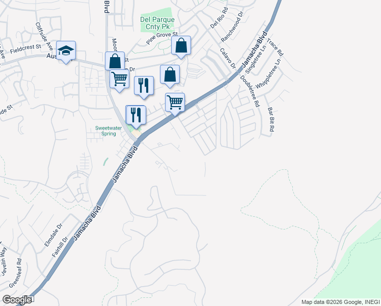 map of restaurants, bars, coffee shops, grocery stores, and more near 10605 Jamacha Boulevard in Spring Valley