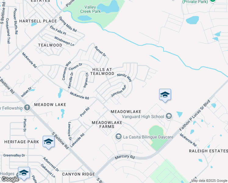 map of restaurants, bars, coffee shops, grocery stores, and more near 1428 Junction Run in Mesquite