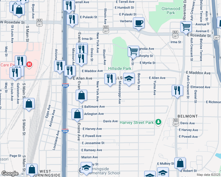 map of restaurants, bars, coffee shops, grocery stores, and more near in Fort Worth