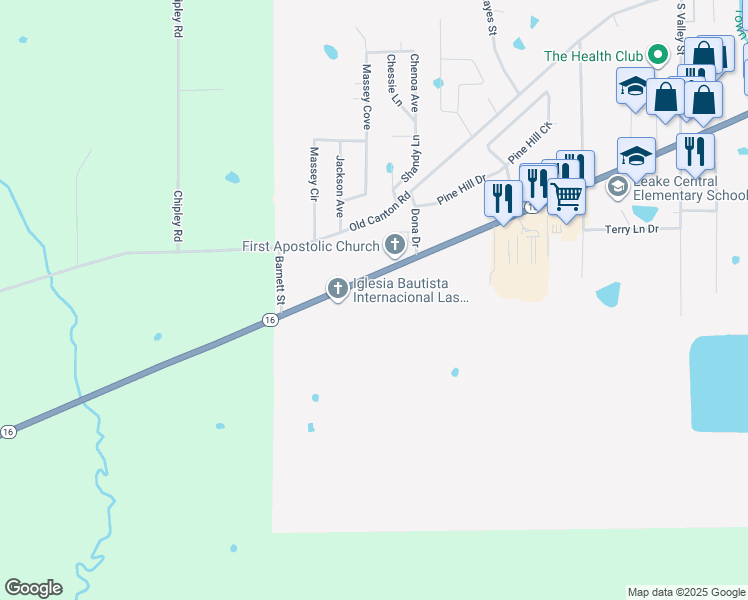 map of restaurants, bars, coffee shops, grocery stores, and more near 1301 Mississippi 16 in Carthage