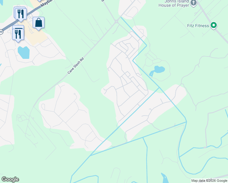 map of restaurants, bars, coffee shops, grocery stores, and more near 3107 Feldman Road in Johns Island