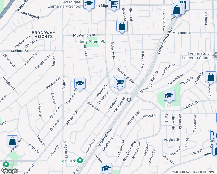 map of restaurants, bars, coffee shops, grocery stores, and more near 1910 Massachusetts Avenue in Lemon Grove