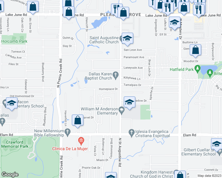 map of restaurants, bars, coffee shops, grocery stores, and more near 9483 Homeplace Drive in Dallas