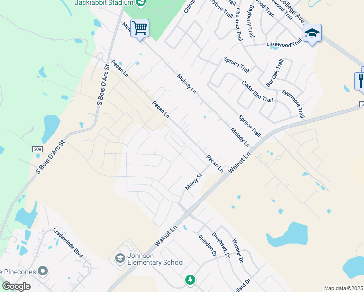 map of restaurants, bars, coffee shops, grocery stores, and more near 804 Carmen Street in Forney