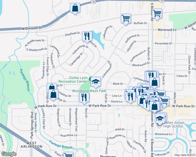 map of restaurants, bars, coffee shops, grocery stores, and more near 3019 Valerie Court in Arlington