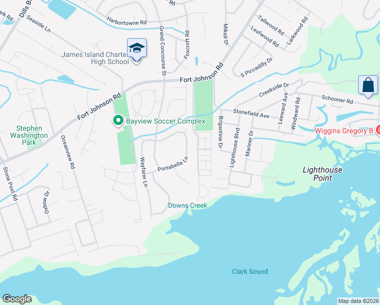 map of restaurants, bars, coffee shops, grocery stores, and more near 1083 Eaglewood Trail in Charleston