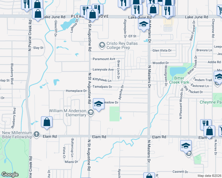 map of restaurants, bars, coffee shops, grocery stores, and more near 9756 Tamalpais Drive in Dallas
