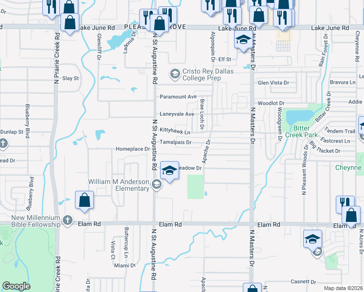 map of restaurants, bars, coffee shops, grocery stores, and more near 9756 Tamalpais Drive in Dallas