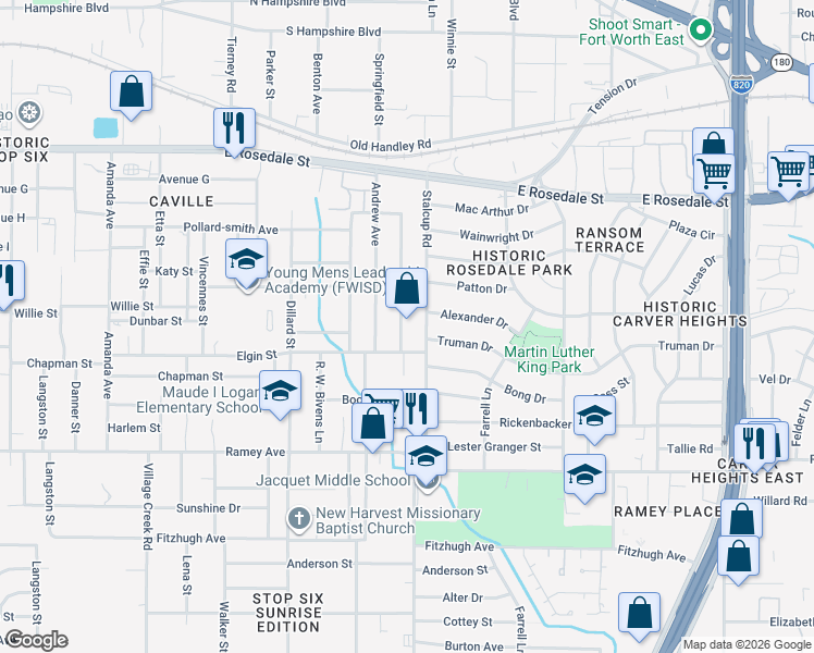 map of restaurants, bars, coffee shops, grocery stores, and more near in Fort Worth