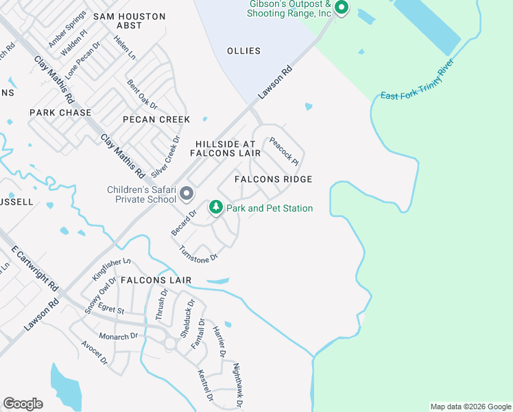 map of restaurants, bars, coffee shops, grocery stores, and more near 2321 Hummingbird Way in Mesquite