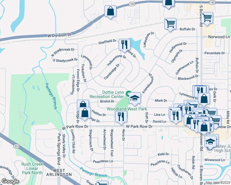 map of restaurants, bars, coffee shops, grocery stores, and more near 3311 Somerset Drive in Arlington