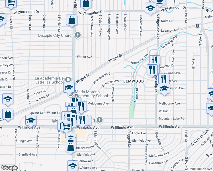map of restaurants, bars, coffee shops, grocery stores, and more near 1926 Ferndale Avenue in Dallas