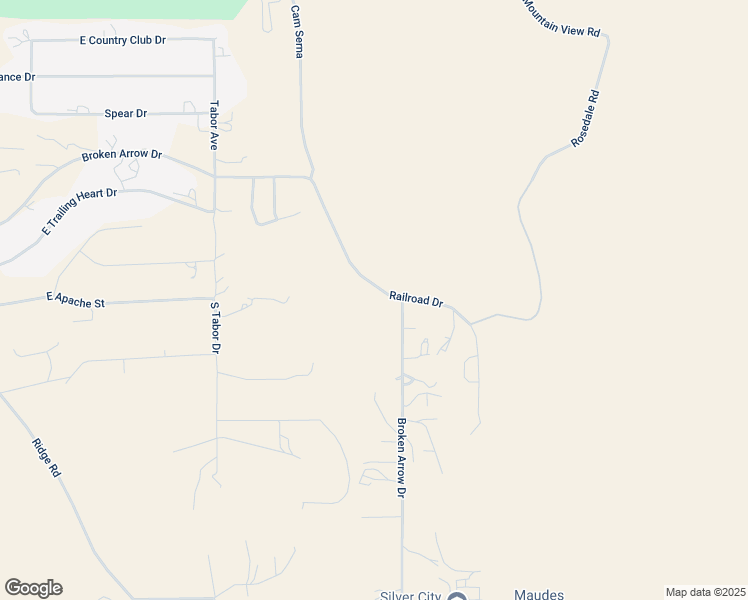 map of restaurants, bars, coffee shops, grocery stores, and more near 3375 Railroad Drive in Silver City