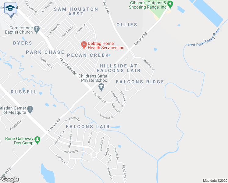map of restaurants, bars, coffee shops, grocery stores, and more near 3612 Wood Pigeon Drive in Mesquite