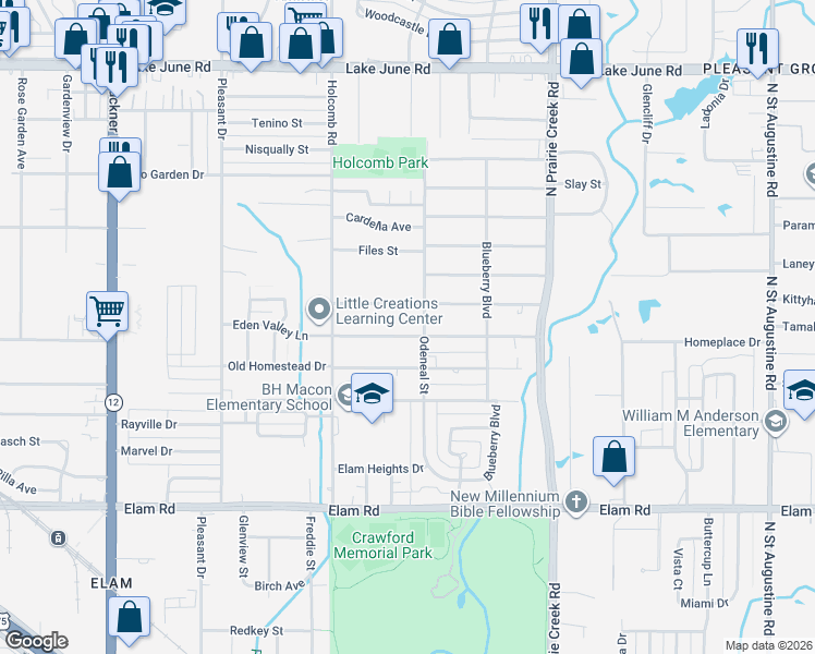 map of restaurants, bars, coffee shops, grocery stores, and more near 8601 Eden Valley Lane in Dallas