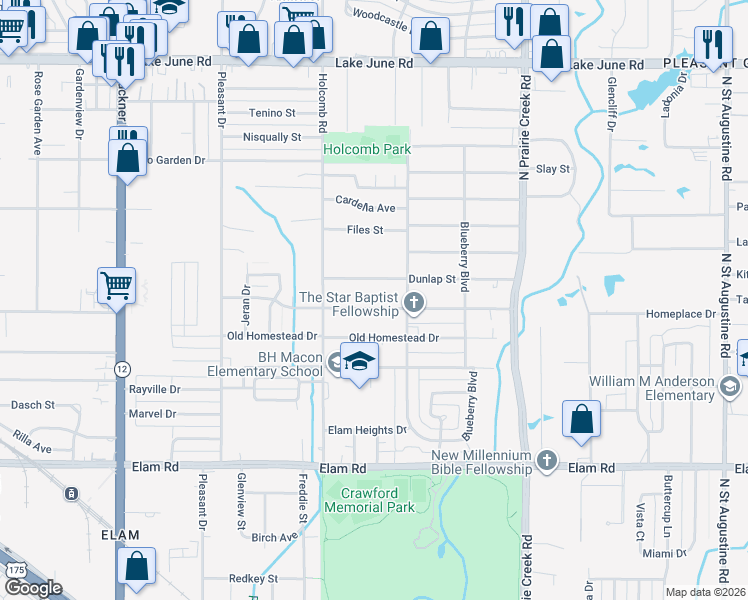 map of restaurants, bars, coffee shops, grocery stores, and more near 8601 Eden Valley Lane in Dallas