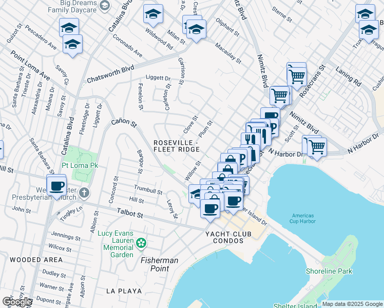 map of restaurants, bars, coffee shops, grocery stores, and more near 3348 Carleton Street in San Diego