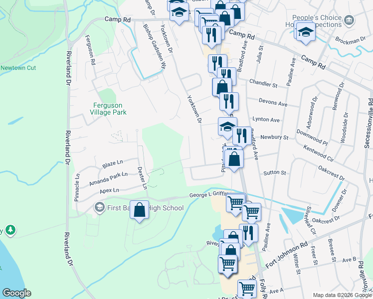 map of restaurants, bars, coffee shops, grocery stores, and more near 1784 Turkey Pen Road in Charleston