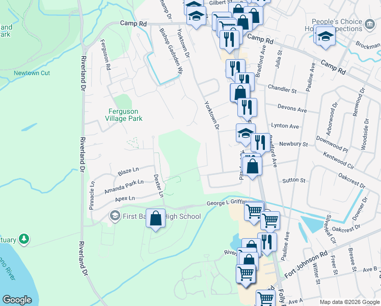 map of restaurants, bars, coffee shops, grocery stores, and more near 1784 Turkey Pen Road in Charleston