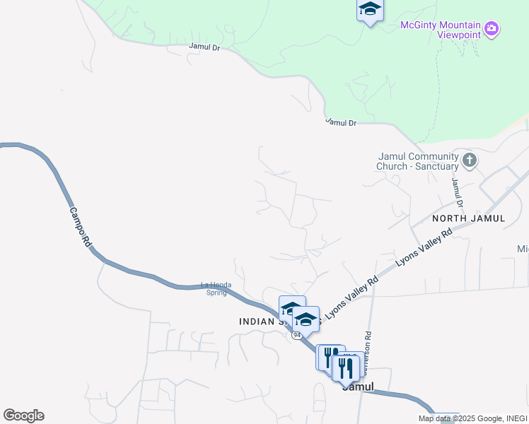 map of restaurants, bars, coffee shops, grocery stores, and more near 13767 Calle Del Sol in Jamul