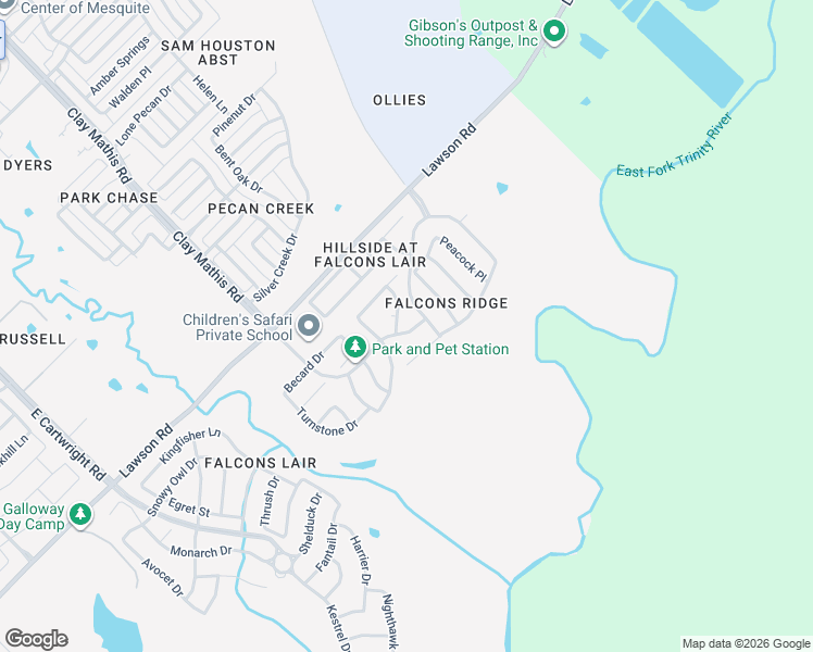 map of restaurants, bars, coffee shops, grocery stores, and more near 3824 Clay Mathis Road in Mesquite
