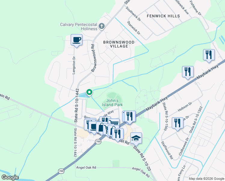 map of restaurants, bars, coffee shops, grocery stores, and more near 1509 Haystack Drive in Johns Island