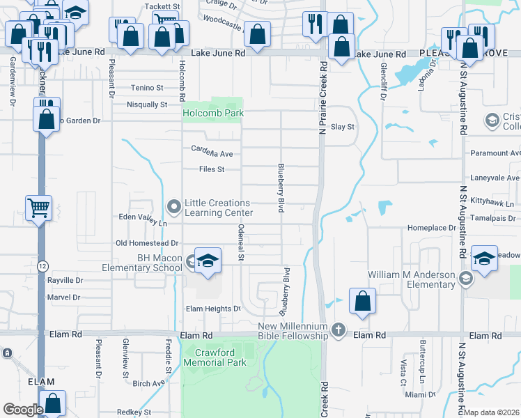 map of restaurants, bars, coffee shops, grocery stores, and more near 8739 Eden Valley Lane in Dallas