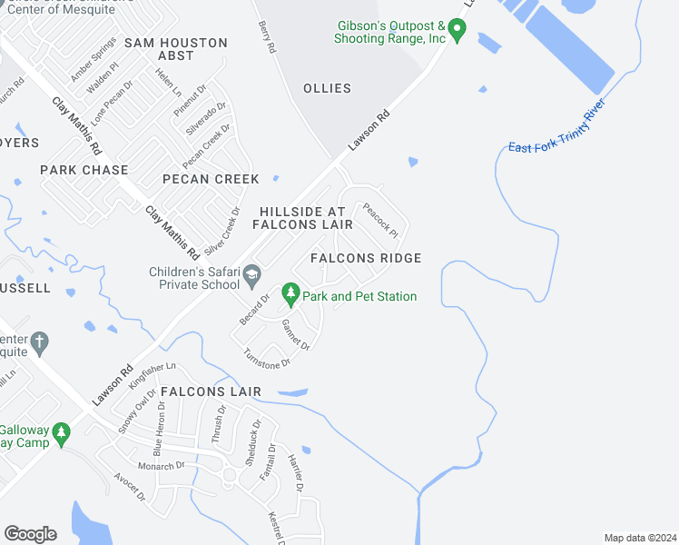 map of restaurants, bars, coffee shops, grocery stores, and more near 3833 Clay Mathis Road in Mesquite