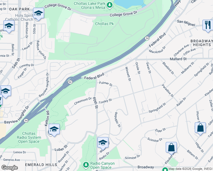 map of restaurants, bars, coffee shops, grocery stores, and more near 1916 Weaver Street in San Diego