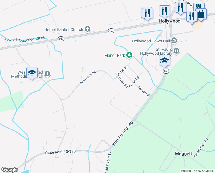 map of restaurants, bars, coffee shops, grocery stores, and more near 6434 Barron Street in Hollywood