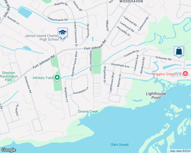 map of restaurants, bars, coffee shops, grocery stores, and more near 1257 Wide Water Court in Charleston